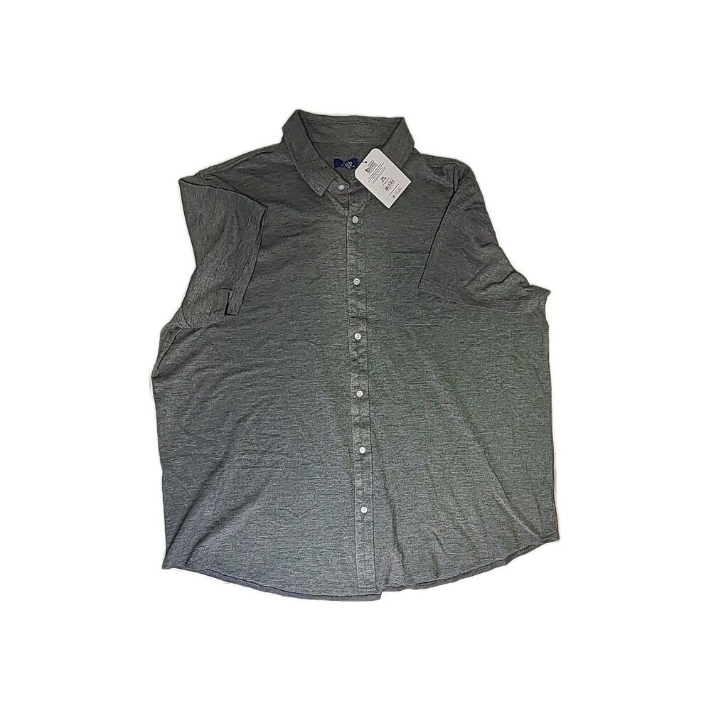 George Shirt Mens 3XL Grey Short Sleeve Button Down Chest Pocket Casual (AA7)